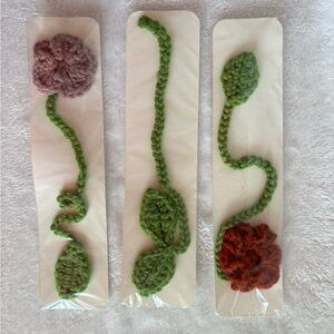 Handcrafted Crochet Flower or sprout Bookmarks